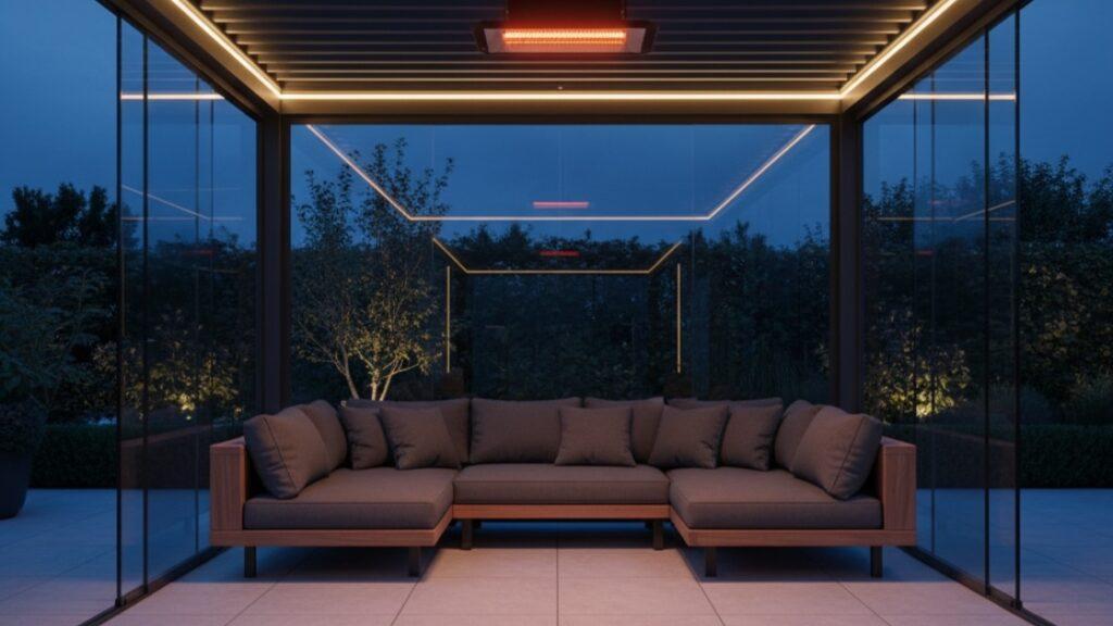 Pergola met schuifdak en heater